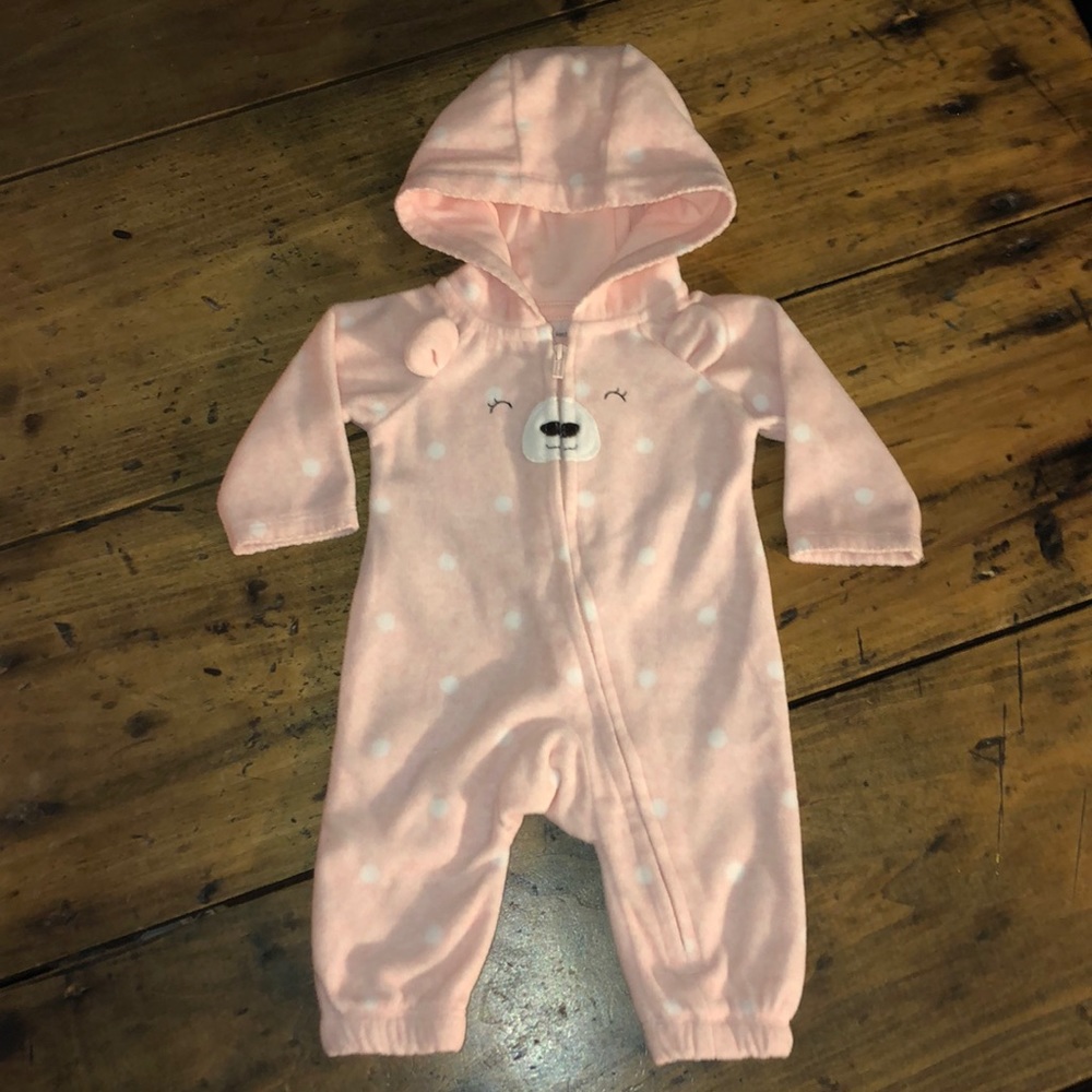 Carter’s fleece jumpsuit with bear ears on hood